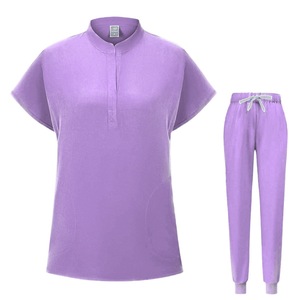 Women Medical Uniform Set Knitted Moisture Wicking Elastic Collar Hospital Work <b>Clothes</b> S XXL - Product Image 4