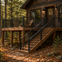 Rampe d'escalier et balustrade extérieures modernes en aluminium personnalisables, montées sur terrasse pour villas