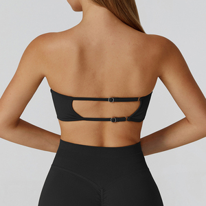 Yeni varış kadın yüksek kalite Bandeau spor sutyen seti çevre dostu nefes dikişsiz bant spor Yoga egzersiz bükülmüş tüp - Product Image 5