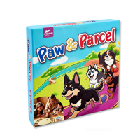 Jeu de société Paw & Parcel Roll and Move pour enfants : Le chien livreur récupère et livre des colis pour gagner des os – Jeu familial amusant