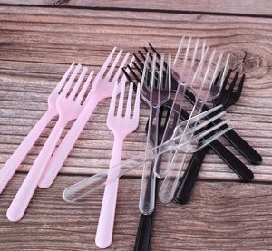 Forchetta monouso per posate da Dessert in plastica a quattro denti per macedonia di frutta e durevole per torte di compleanno per feste alla rinfusa - Product Image 1