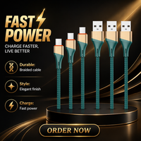 Câble de charge rapide Micro USB-C en nylon de 1 m pour LS631 PD 30W avec conducteur en cuivre pur pour téléphones Android, iOS et ordinateurs