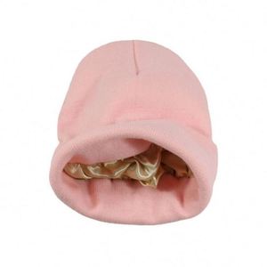 Wholesale Satin Lined Knit <b>Hat</b> Women Men <b>Beanies</b> Female Girls Solid Color <b>Beanie</b> Warm Bonnet Casual Autumn Cap Gift - Product Image 1