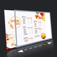 Panneau en verre trempé, éclairage LED lumineux pour restaurant, affichage du menu, boîte lumineuse, tableau