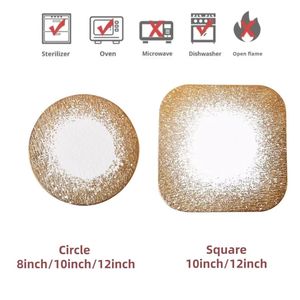 Set di <span class=keywords><strong>Piatti</strong></span> in Ceramica Opaca Dorata Rotondi e <span class=keywords><strong>Quadrati</strong></span> da 8, 10, 12 Pollici per Casa, Ristorante, Hotel - Product Image 5