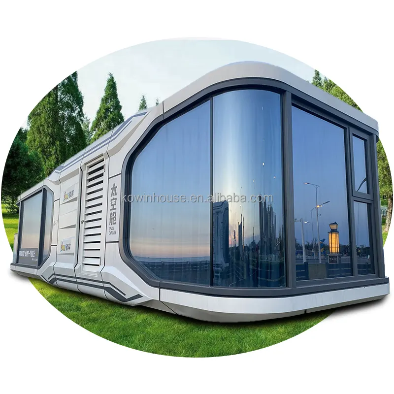 China Factory Tempered Glass Prefab House Mobile Foldable Tiny Modern Capsule Cabin Hotel Container House