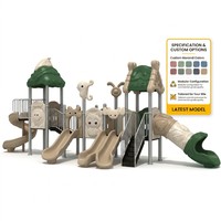 Structure de jeu personnalisée SageDelightRides avec double toboggan et plateforme d'escalade pour enfants, en LLDPE et acier galvanisé, pour complexe balnéaire, OEM