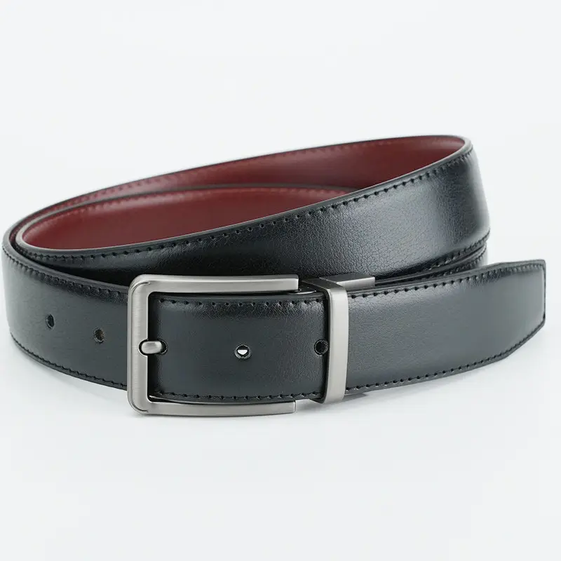 Wholesale Custom Logo Genuine Cow Leather Belt For Men With Reversible Pin Buckle Men Belts