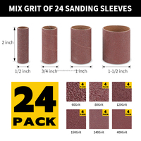 24 packs de manchons de tambour de ponçage en oxyde d'aluminium, grain mixte, ajustement universel, ponceuses à tambour, bois, métal, polissage, meulage OEM TPmax