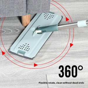 Juego de Mopa Plana Giratoria 360° Premium, Rectangular, Grande, de Microfibra, con Cubeta, para Limpieza de Pisos Húmedos y Secos, Manos Libres - Product Image 2