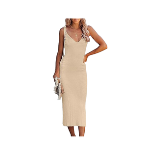 Maxi abito Casual a-line da donna per la primavera estate senza spalline Spaghetti senza maniche <span class=keywords><strong>con</strong></span> <span class=keywords><strong>spacco</strong></span> Sexy <span class=keywords><strong>in</strong></span> vita naturale - Product Image 3