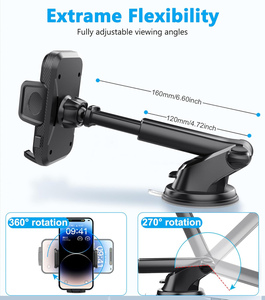 High Quality Car Mobile Phone Holder Suction Cup Phone Automatic <b>Lock</b> Bracket 360 Degree Rotation Flexible Car Mount Holder - Product Image 2