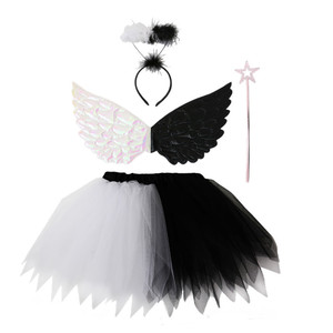 Set Ali d'<span class=keywords><strong>Angelo</strong></span> Bianche e Nere per Trucco e Costumi per Feste, Accessori per Spettacoli e Travestimenti per Bambini - Product Image 1
