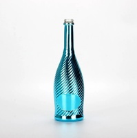 Bouteille spirale bleue à revêtement sous vide, artisanat de qualité supérieure pour distilleries haut de gamme, vente en gros