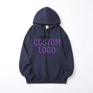 Sweat à capuche surdimensionné unisexe en coton 100% French Terry 350 g/m² avec logo personnalisé, streetwear blanc - Product Image 1