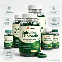 Capsules de spiruline et de chlorelle biologiques en marque privée OEM, complexe de plantes vertes 100% pur pour la détoxification et le soutien immunitaire, 120 unités