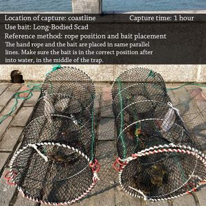 Trampa para Cangrejos y Cangrejos de Río, Red de Pesca Plegable Portátil de Polietileno Negra con Resorte Abierto - Product Image 5
