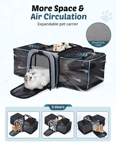 Two Sided Expandable Oxford <b>Pet</b> <b>Carrier</b> <b>Backpack</b> Zipper Eco-Friendly Sustainable Travel Bag Airline Approved for Small Animals - Product Image 2