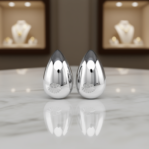 Orecchini a Goccia E3144 in Oro Bianco, Gioielli Unisex Classici alla Moda, Orecchini Placcati in Lega - Product Image 2