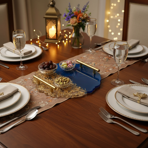 Wood-Resin Tray Luxury Dining Table Home <b>Decor</b> Food Surf Tray <b>Kitchen</b> GiftRamadanDiwali Modern Design Shape Lightweight - Product Image 3