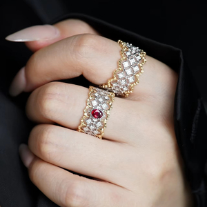 Phong Cách Ý 18K Vàng Vàng Tự Nhiên Pigeon Blood <span class=keywords><strong>Ruby</strong></span> & Kim Cương Tự Nhiên Nhẫn-Cao cấp Thủ Công Hình Bầu Dục Hình Ladies 'Đồ Trang Sức - Product Image 5