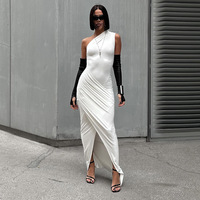 Nouvelle Robe Longue Tricotée Décontractée Sans Manches Slim Fit Unie à Taille Haute Plissée Style Européen et Américain pour Femme – Collection Été