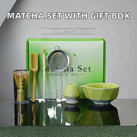 Ensemble Chawan en céramique classique de 600 ml avec fouet et cuillère en bambou, emballage cadeau écologique