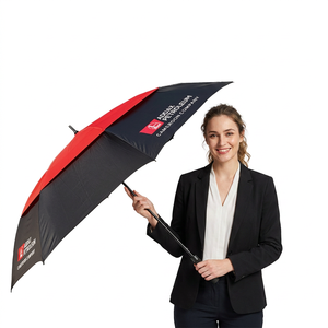 Customized Color Logo Printing Pattern Straight Modern Promotional Double Canopy <b>Windproof</b> Golf <b>Umbrella</b> 130cm Open Diameter - Product Image 1