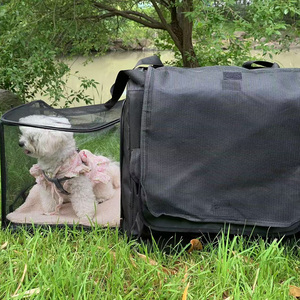 소형 중형 애완 동물 여행 운송 접을 수있는 소프트 캐리어 가방 견고하고 편안한 휴대용 접이식 개 상자 - Product Image 5