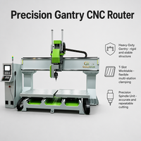 Routeur à portique robuste CNC 5 axes avec servomoteur pour sculpture 3D sur mousse, EVA et bois, doté de deux tables de travail