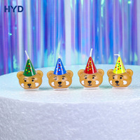 Vela de Cumpleaños 3D con Forma de Oso Adorable 2026, con Gorro de Fiesta, Estilo Coreano, Adorno de Pastel de Animal de Dibujos Animados, Vela Aromática para Fiesta de Cumpleaños Infantil