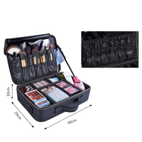 Sac de maquillage professionnel personnalisé noir avec séparateurs ajustables, grande trousse de cosmétiques, organiseur de rangement de voyage