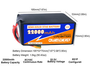 CHANDA 6S 22.2V半ソリッドステートLipoバッテリーパック5C/10C FPVドローンバッテリー12500/<span class=keywords><strong>15000</strong></span>/18000/20000/22000mAhオプションリチウムイオン - Product Image 6