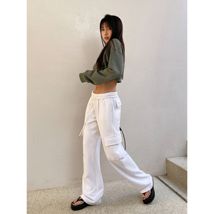 <span class=keywords><strong>Pantalon</strong></span> Cargo pour femmes avec poches <span class=keywords><strong>Pantalon</strong></span> ample taille haute <span class=keywords><strong>de</strong></span> haute qualité <span class=keywords><strong>Pantalon</strong></span> Taille personnalisée Vie décontractée - Product Image 1
