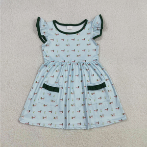 Sibling Baby Boys Girls Ducks Hunting Shorts Set Pockets Knee Length Dress Rompers - Product Image 6