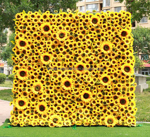 Fondo de pared de <span class=keywords><strong>girasol</strong></span> artificial hecho a mano soleado girasoles vibrantes de tamaño mixto para bodas terrazas eventos y graduaciones - Product Image 1