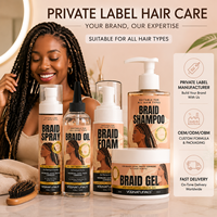 Kit de Soins Capillaires Personnalisés pour Femmes Noires : Ensemble Shampoing et Fixateur de Tresses Marque Privée, Gamme de Produits de Soin pour Tresses