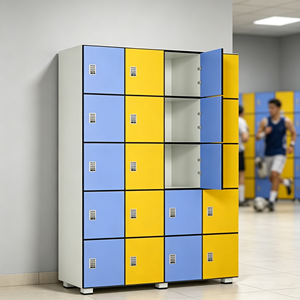 Casier électronique intelligent à 15 compartiments, armoire de rangement en métal de couleur bleu-jaune avec porte ouverte pour salle de sport, école, club - Product Image 2