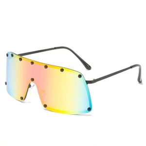 Gafas de Sol Punk Vintage 2021 con Remaches para Hombre y Mujer, Lentes de Una Pieza con Protección UV400, Forma de Escudo - Product Image 6