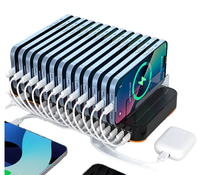 Chargeur rapide multi-USB ILepo 100W 180W 15 ports QC3.0 avec entrée 5V/2A pour téléphones mobiles, tablettes et pour