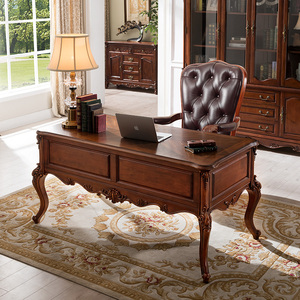 European-style <strong>Solid</strong> <strong>Wood</strong> <strong>Desk</strong>, Vintage Chic Office <strong>Desk</strong>, Luxury Computer <strong>Desk</strong>, Writing <strong>Desk</strong>, Home Office Furniture - Product Image 4