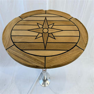 Mesa Ovalada de Teca con Patrón de Estrella de 440x580mm, Ideal para Patio, Yate, Barco y Accesorios para Autocaravanas - Product Image 3