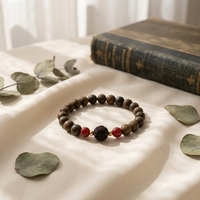 Bracelet Mala Bouddhiste Artisanal en Bois Authentique Kynam pour Femme, Style Ethnique Vintage, Idéal pour Soulager le Stress et comme Cadeau