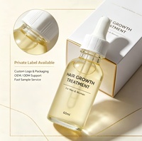 Traitement de croissance capillaire 60ml, sérum pour cuir chevelu personnalisé avec étiquette privée OEM, flacon compte-gouttes à l'huile dorée pour hommes, femmes, cheveux bouclés, nourrissant, adultes