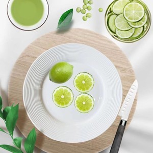 Nouvelle arrivée Assiette plate en céramique rayée Assiette de restaurant chinois et occidental Luxe léger <span class=keywords><strong>Cuisine</strong></span> d'hôtel <span class=keywords><strong>Cuisine</strong></span> privée Assiette - Product Image 2