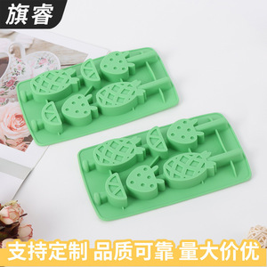 Silicone Ice <b>Cube</b> Mold Pineapple Shape With Stick For Ice Cream And Drinks <b>Light</b> Green - Product Image 2