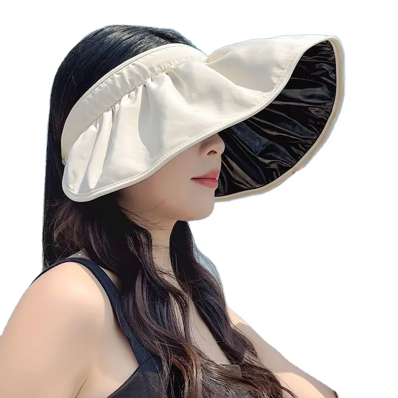 Trendy Adjustable Visor Empty Top Hat UV Protection Beach Wide Brim Sunscreen Plain Women Foldable Headband Caps Air Top Hat