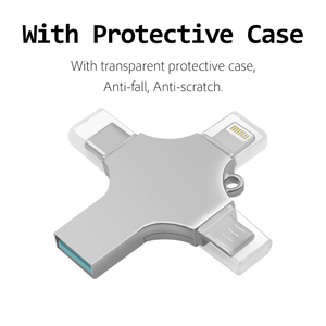 แฟลชไดรฟ์โลหะ 4 in 1 ยอดนิยม USB 3.0 ความจุ 8GB-256GB ความเร็วสูง สำหรับ <span class=keywords><strong>iPhone</strong></span> Android ถ่ายโอนข้อมูลเร็ว OTG - Product Image 2