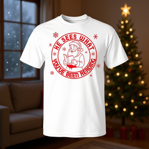 Lui vede ciò che stavi leggendo T-shirt natalizia bianca da uomo XL - Product Image 3