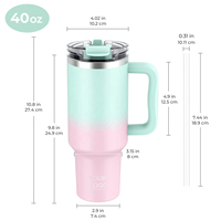 Gobelets isothermes pour sports de plein air, anti-fuite, en acier inoxydable, qualité alimentaire, 40 oz, avec couvercle et paille